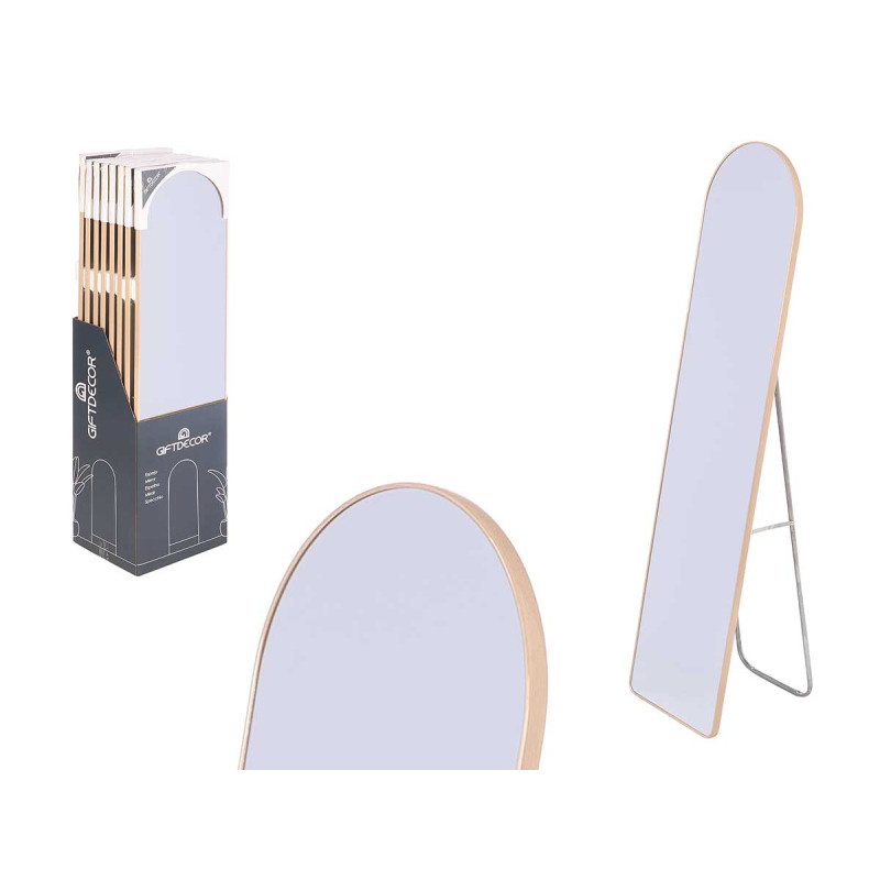 FOOT MIRROR WITH LIGHT WOOD FINISH