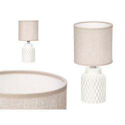 STRIPED CYLINDRICAL TABLE LAMP WHITE 