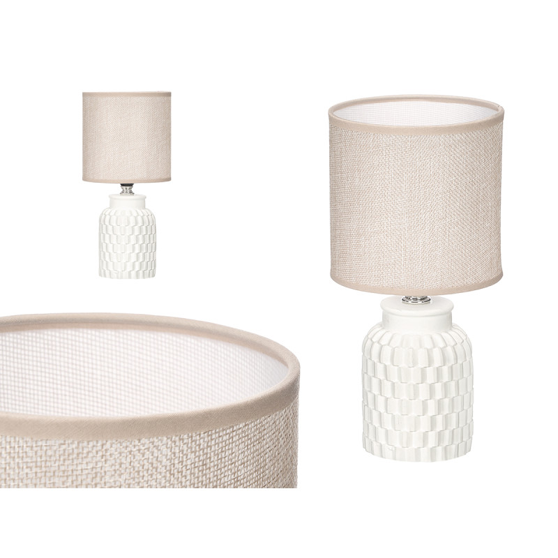 LAMPE TABLE CYLINDRIQUE RAYEE BLANCHE