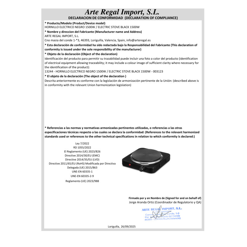 POELE ELECTRIQUE NOIR 1500W