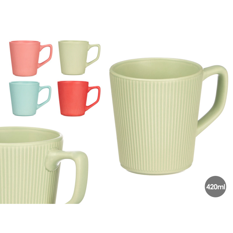 TAZA DESAYUNO ASA SURT 4 COL VIVOS 420ML