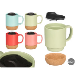 CANECA BASE CORTICA TAMPA SORT 4 COR VIVAS 350 ML