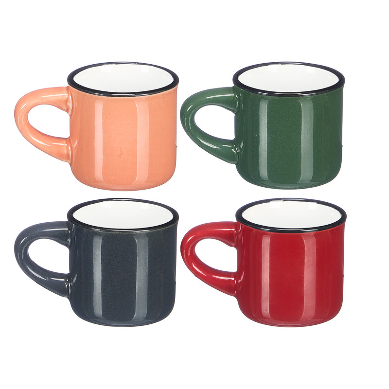 CHAVENA CAFE 50 ML PEGA REBORDO PRETO SORT 4 COR E CHAVENA CAFE 50 ML PEGA REBORDO PRETO SORT 4 COR E