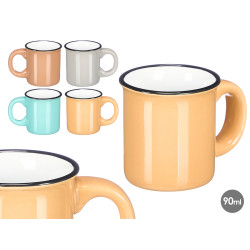 TAZA CAFE 90 ML ASA BORDE NEGRO SURT 4 COL CLAROS