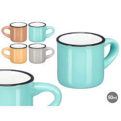 CHAVENA CAFE 50 ML ASA REBORDO PRETO SORT 4 COR CL