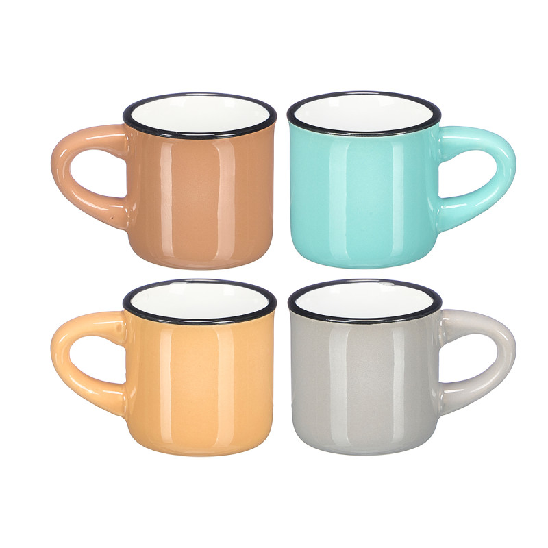 CHAVENA CAFE 50 ML ASA REBORDO PRETO SORT 4 COR CL CHAVENA CAFE 50 ML ASA REBORDO PRETO SORT 4 COR CL