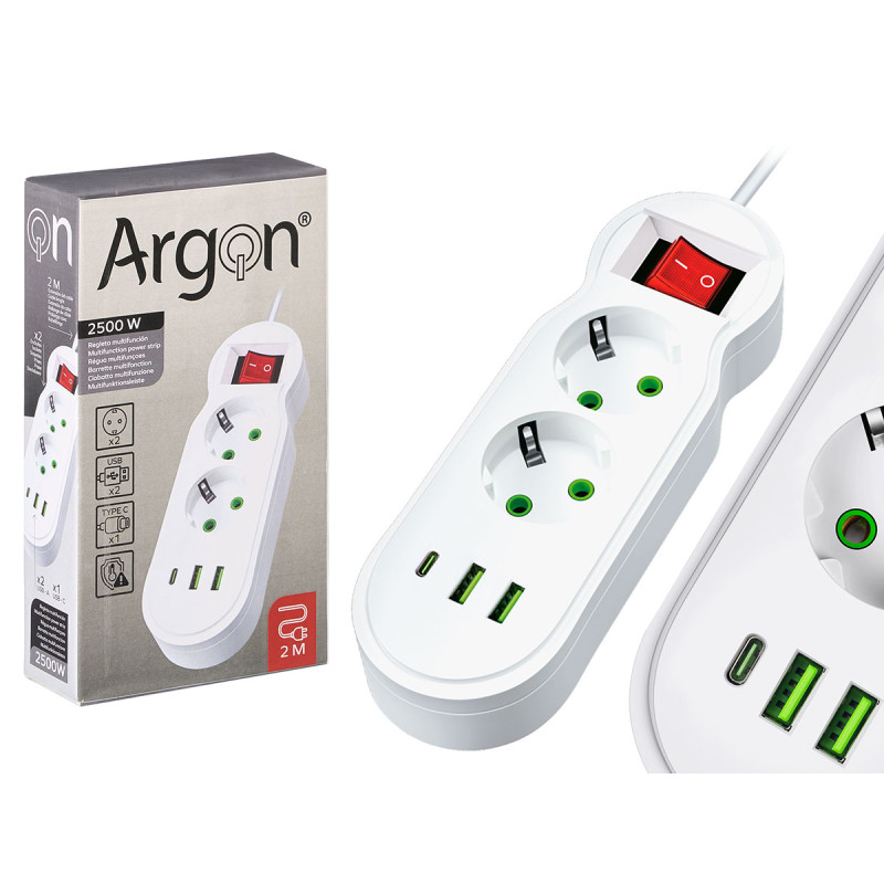 MULTIFUCTION  POWER STRIP 2 3 OUTLET SWITCH 2500W 