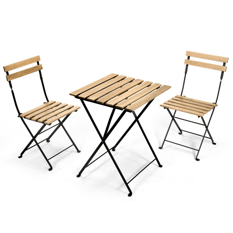 3 PCS SET TABLE 2 CHARI LIGHT WOOD METAL LEGS