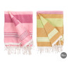 PAREO RAYURES ASSORTIES 2 COULEURS MARRON ROSE 90