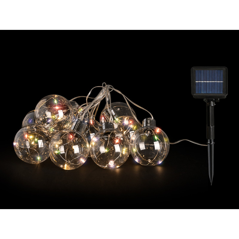 SOLAR STRING LIGHTS WITH 10 LARGE BULBS MULTICOLOR