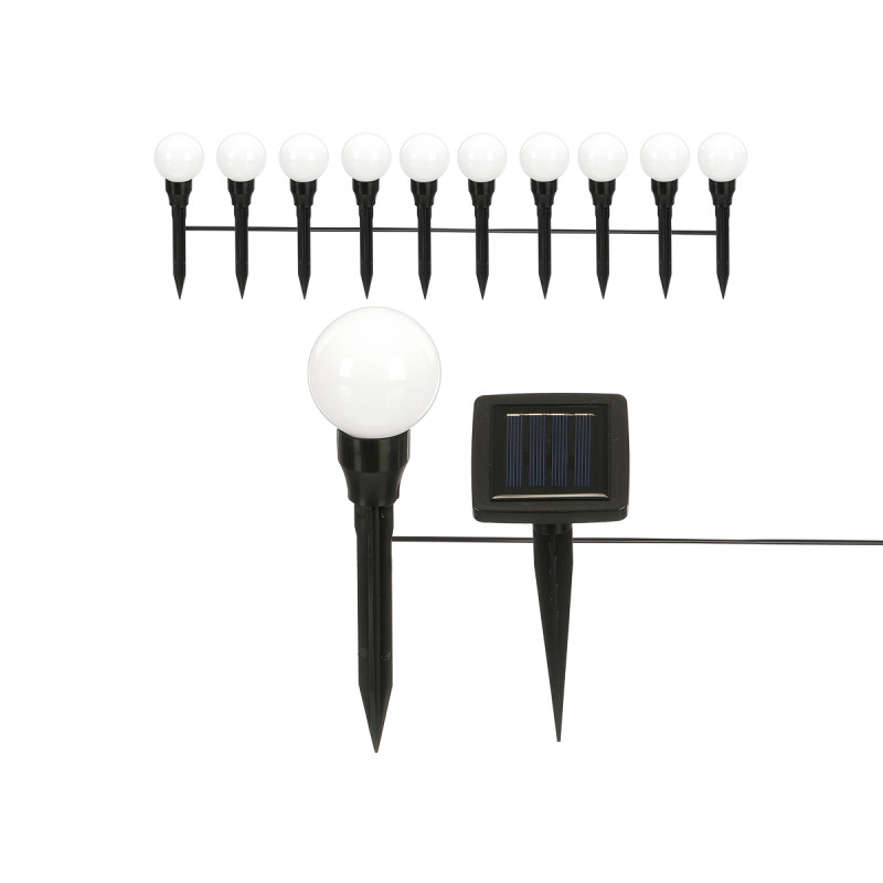 TIRA SOLAR 10 BOLAS 5CM LUZ FRIA