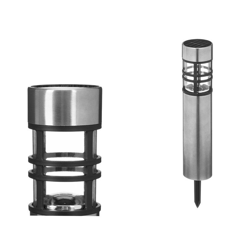 BALIZA SOLAR CILINDRO PLASTICO ACO INOX