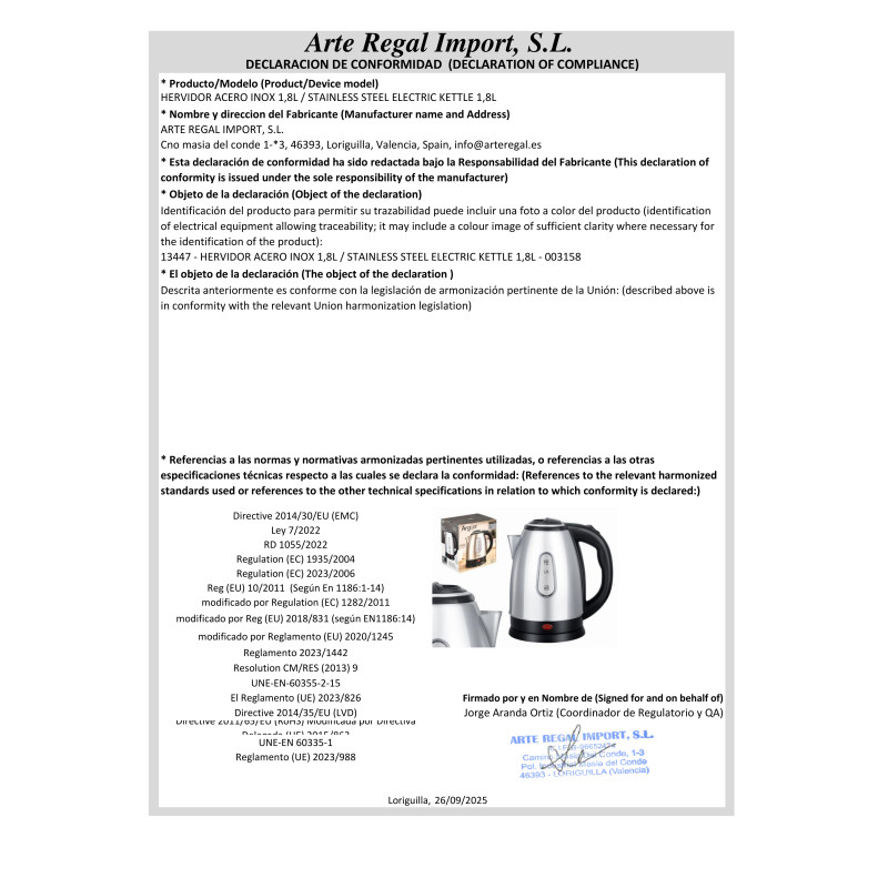 BOUILLOIRE ACIER INOX 1,8L