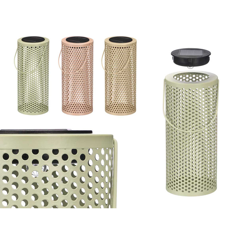 TALL ROUND SOLAR LAMP WITH DOTTED PATTERN ASSORTED