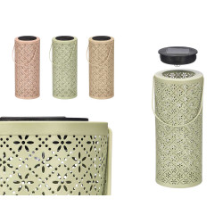 TALL ROUND SOLAR LAMP RHOMBUS PATTERN ASRT 3 COL