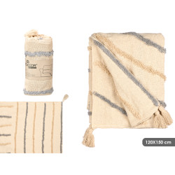 GREY STRIPED MULTI-USE EMBROIDERED 120X150CM