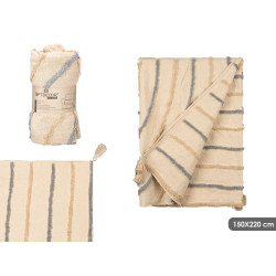 GREY STRIPED MULTI-USE EMBROIDERED 150X220CM