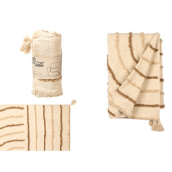 BROWN STRIPED MULTI-USE EMBROIDERED 120X150CM