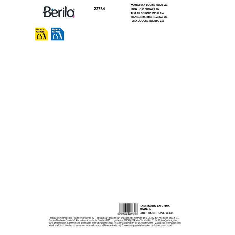 MANGUERA DUCHA METAL 2M