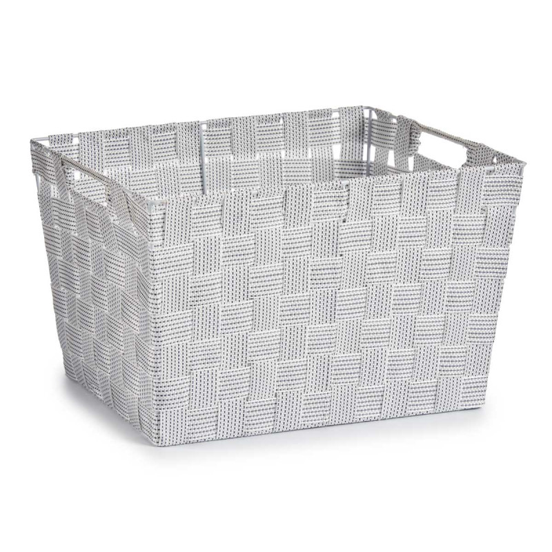 FABRIC CONIC BOX RECT WITH HANDLES BIG WHITE