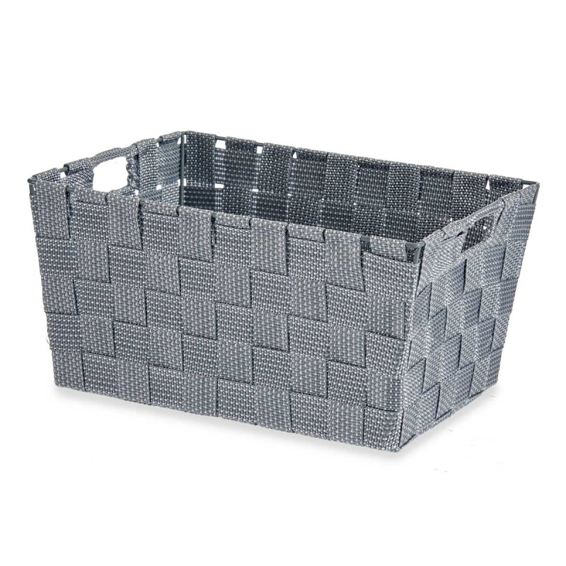 FABRIC CONIC BOX RECT WITH HANDLES MED GREY