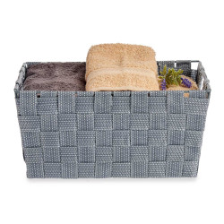 FABRIC CONIC BOX RECT WITH HANDLES MED GREY