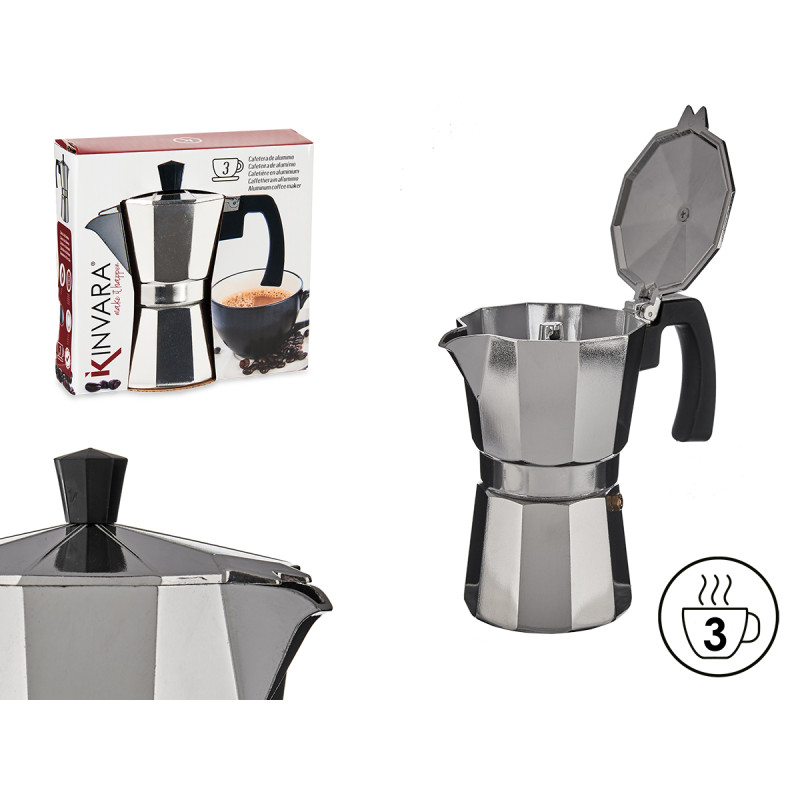 MOCA CAFFÈ ALLUMINIO 3 TAZZE CON MANIGLIA