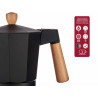 MOCA CAFFÈ ALLUMINIO 3 TAZZE NERA MANIGLIA LEGNO