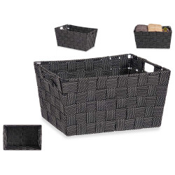 FABRIC CONIC BOX RECT WITH HANDLES MED BLACK