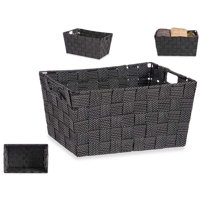 FABRIC CONIC BOX RECT WITH HANDLES MED BLACK