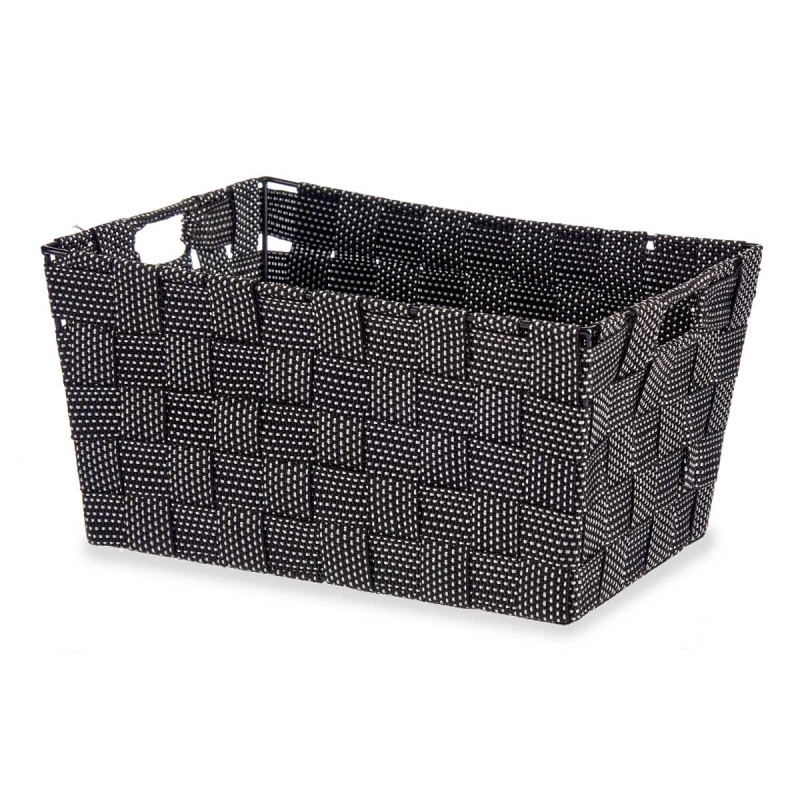 FABRIC CONIC BOX RECT WITH HANDLES MED BLACK