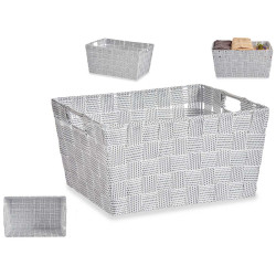 FABRIC CONIC BOX RECT WITH HANDLES MED WHITE