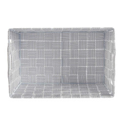 FABRIC CONIC BOX RECT WITH HANDLES MED WHITE
