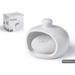 SUPORTE PARA ESPONJA BRANCO COM ESPONJA