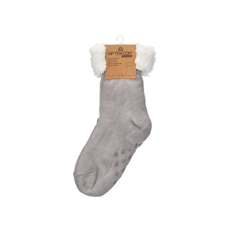 LIGHT GRAY ADULT SHERPA SOCK
