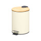 BAMBOO LID METAL WASTE GARBAGE CAN 3L BEIGE