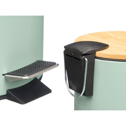 PAPELERA METAL TAPA BAMBU 3L MENTA