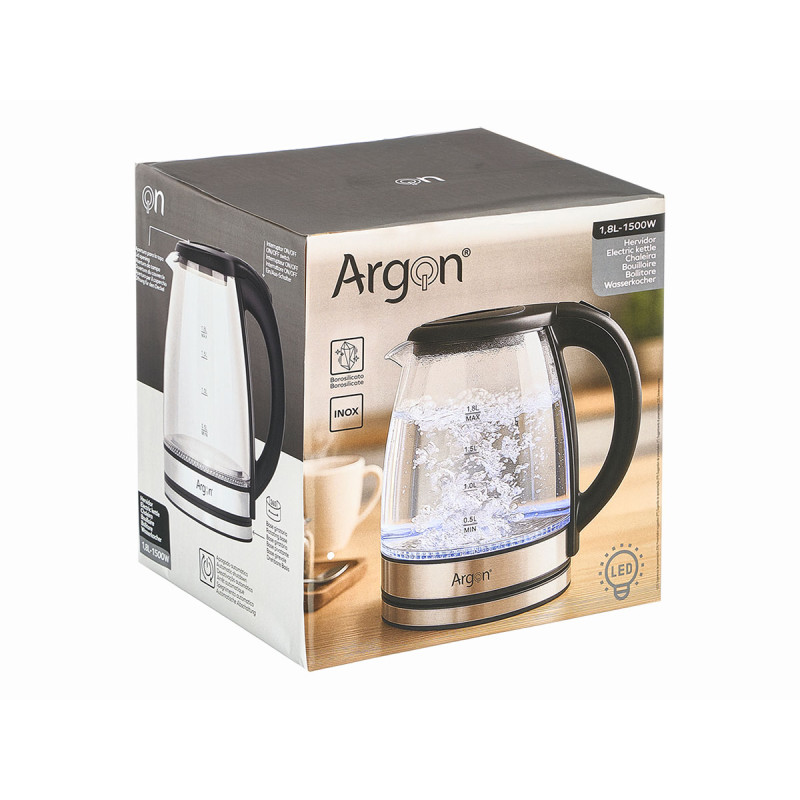 BOUILLOIRE EN ACIER BOROSILICATÉ LED 1,8 L BOUILLOIRE EN ACIER BOROSILICATÉ LED 1,8 L