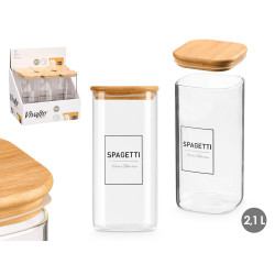 TARRO BOROSILICATO TAPA BAMBU SPAGHETTI 2,1L