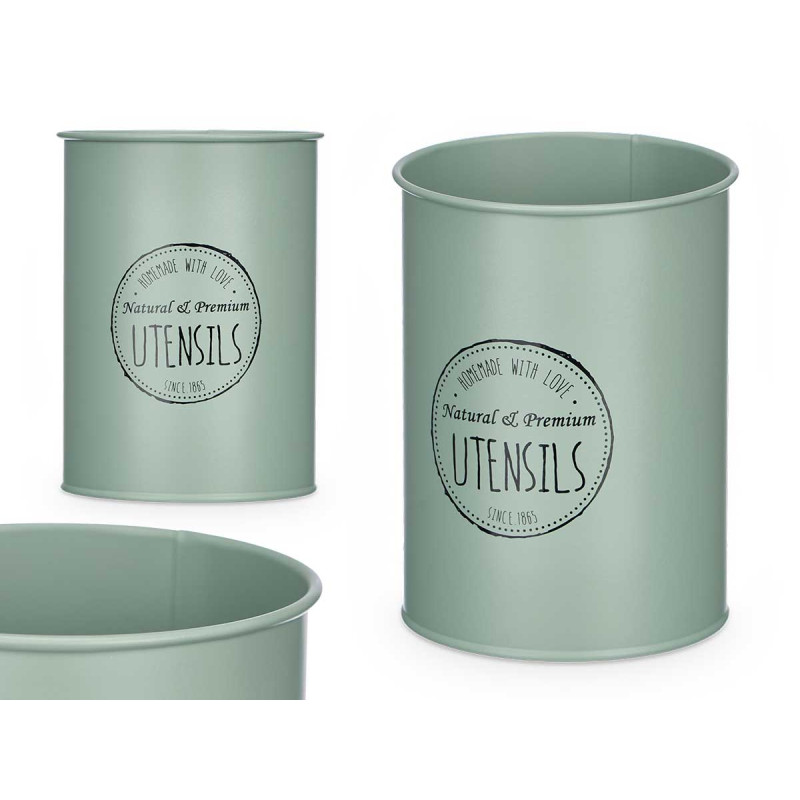 STEEL UTENSIL HOLDER GREEN MINT