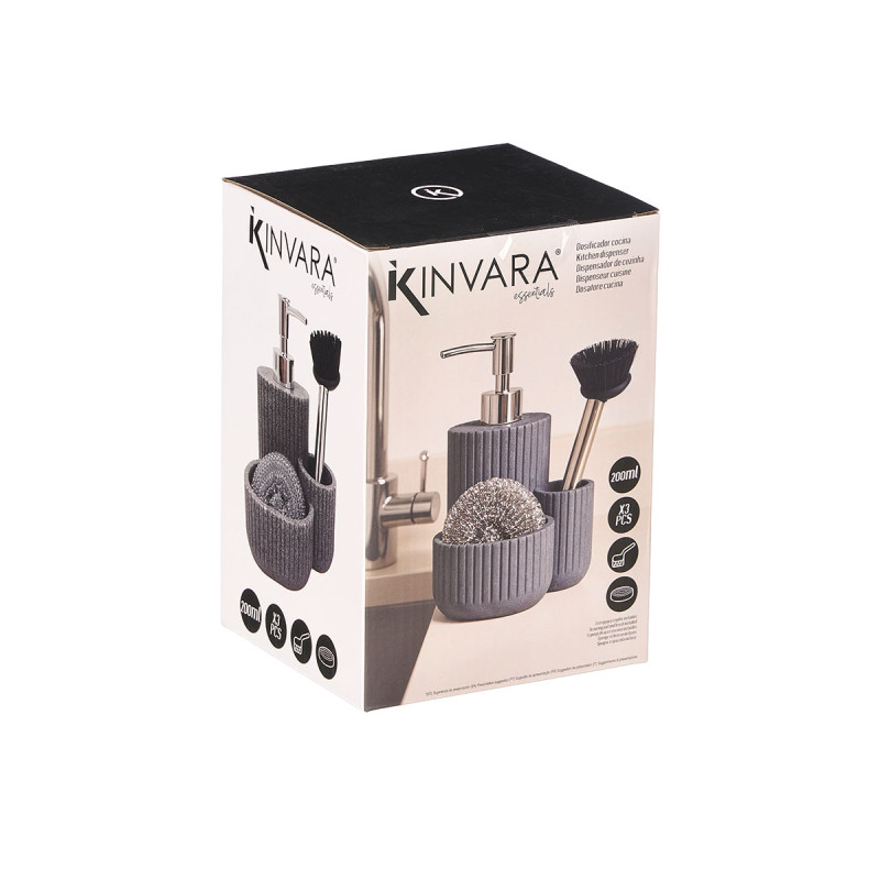 DOSIFICADOR COCINA ESTROPAJO CEPILLO GRIS DOSIFICADOR COCINA ESTROPAJO CEPILLO GRIS