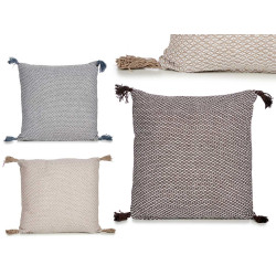 ALMOFADA COM POMPONS SURT 3 CORES 45X45CM 