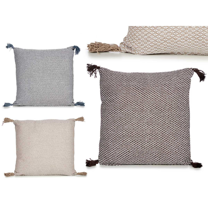 COUSSIN AVEC PONPONS SET 3 COUL 45X45CM 