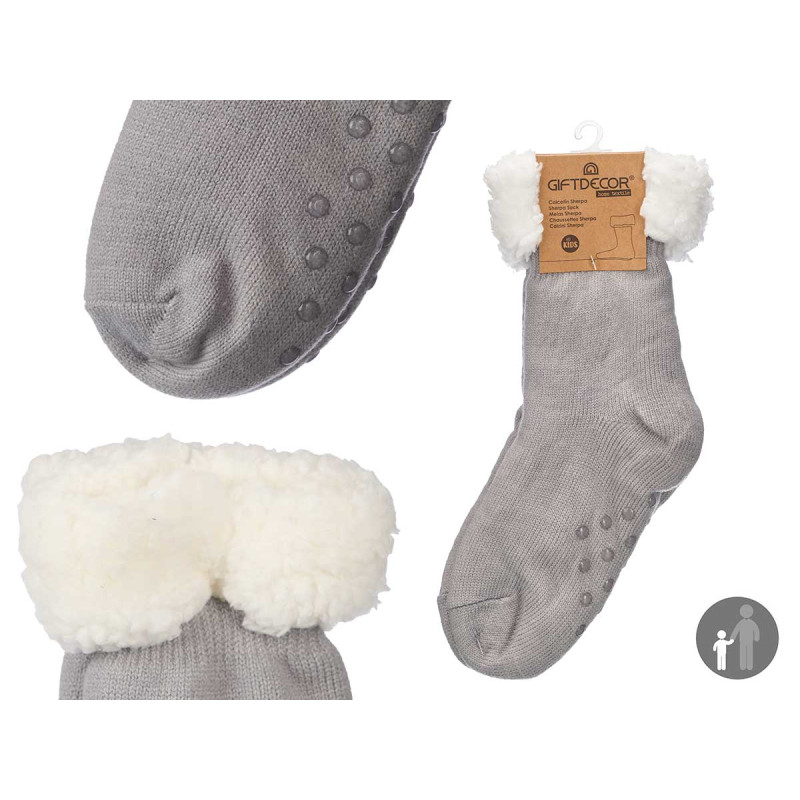 MEIAS EM SHERPA PARA CRIANÇAS CINZENTO CLARO
