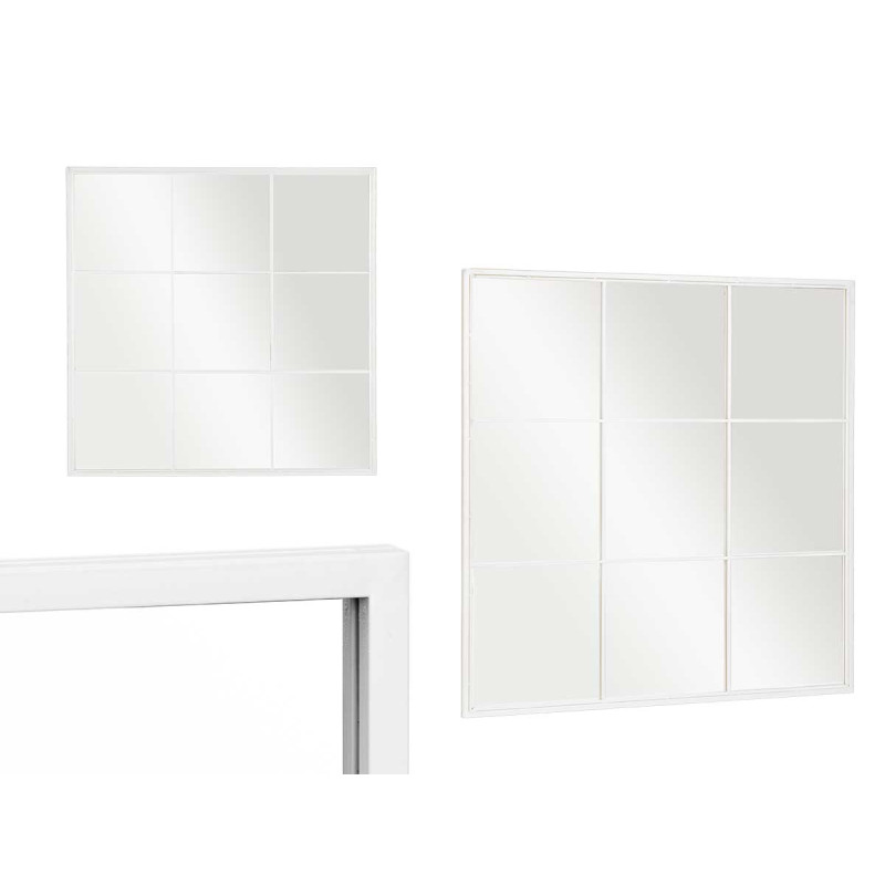 WHITE WINDOW MIRROR 90X90CM