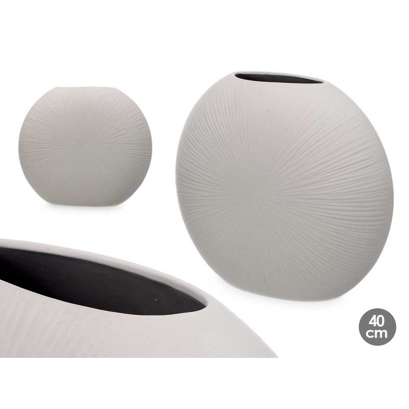 VASO CERAMICA FORMATO CIRCULAR 40CM CINZENTO