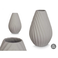 CERAMIC VASE DIAGONAL STRIPE 31CM GREY