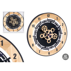 RELOJ PARED ENGRANAJE MADERA 60 CM