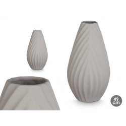 CERAMIC VASE DIAGONAL STRIPE 49CM GREY