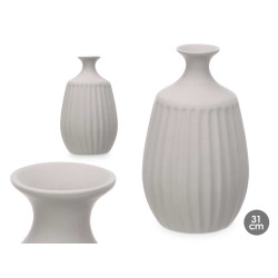 VASE CERAMIQUE GOULOT ÉTROIT 31 CM GRIS